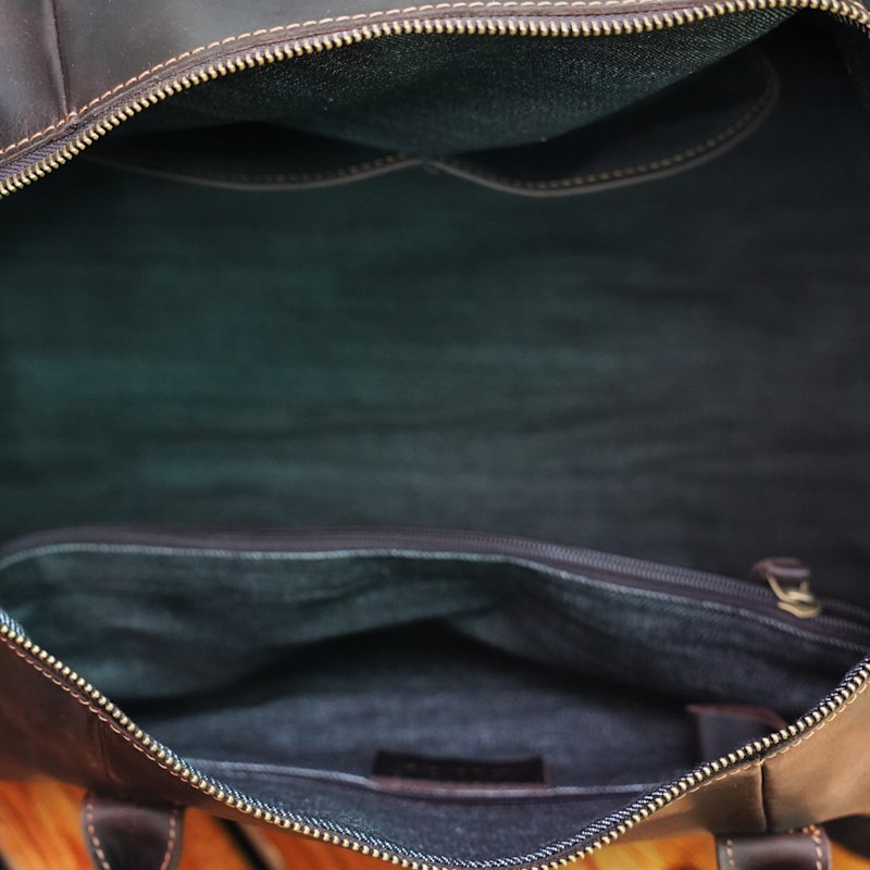 Thumbnail of Leather Weekend Bag With Suit Compartment - Brown image