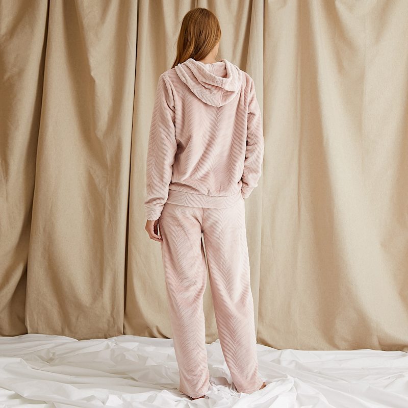 Cosy Chevron Co-Ord Lounge Suit In Rose Pretty You Wolf Badger