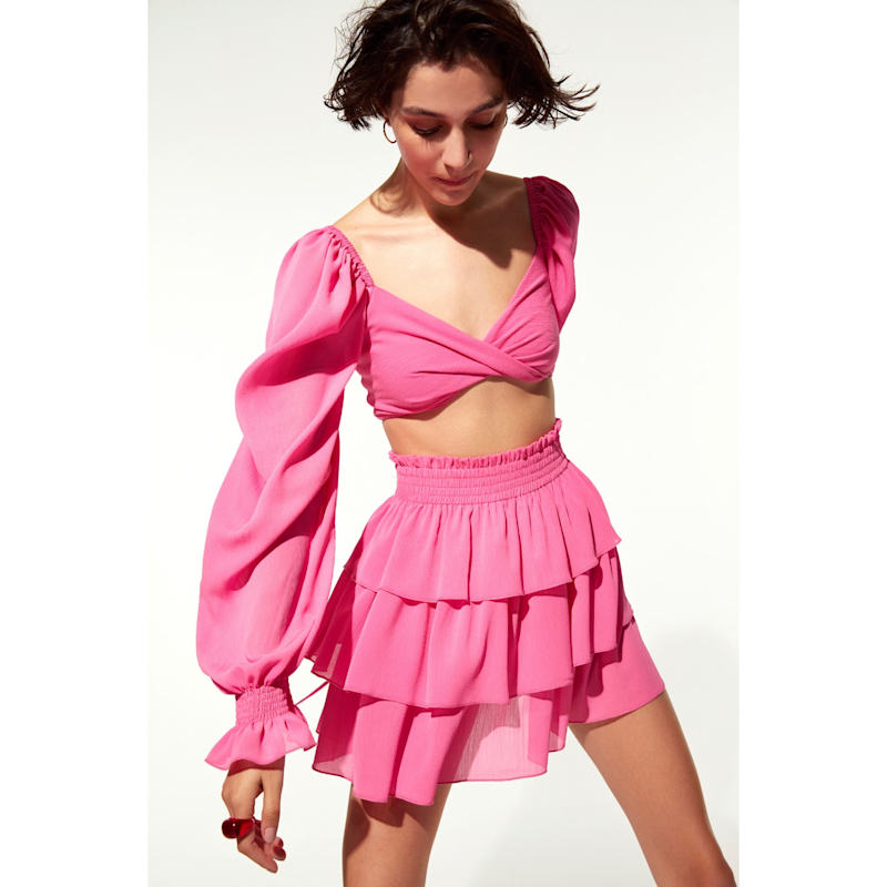 Thumbnail of Amy Ruffled Mini Skirt In Hot Pink image
