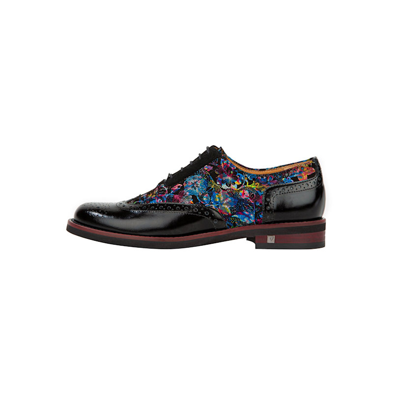 Thumbnail of Vivienne - Black Flower - Womens Oxford Shoes image