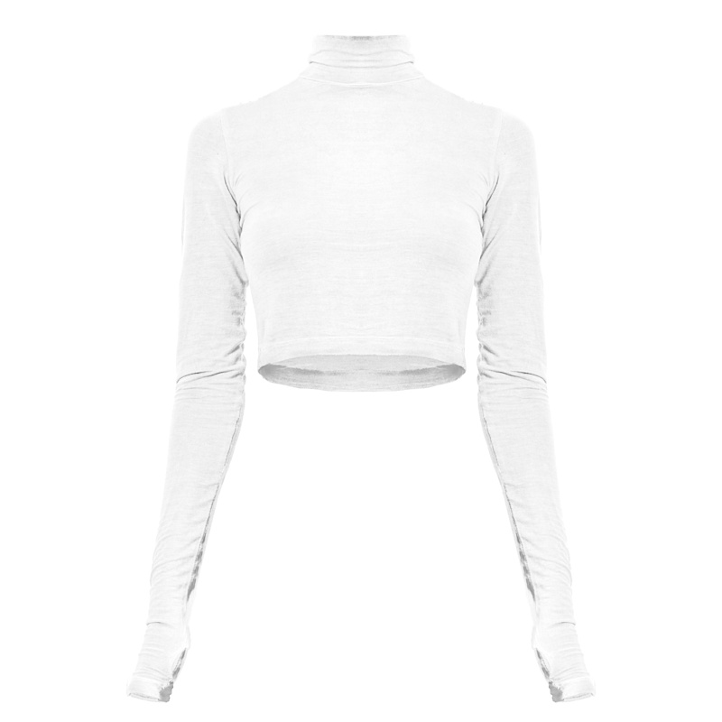 Na Body White - Women Long Sleeve Boho Crop Top | Zhenabia | Wolf