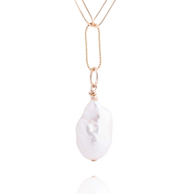 Nacre Gold Chain & Ivory Baroque Pearl Necklace | N'Damus London | Wolf ...