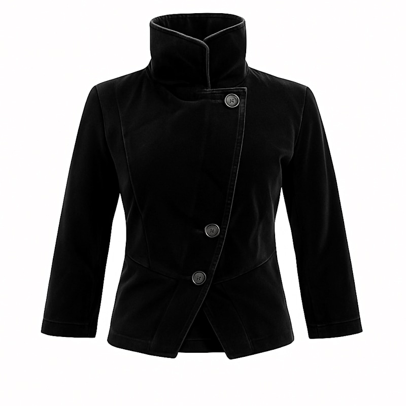 Thumbnail of Elena Cropped Black Velvet Blazer image
