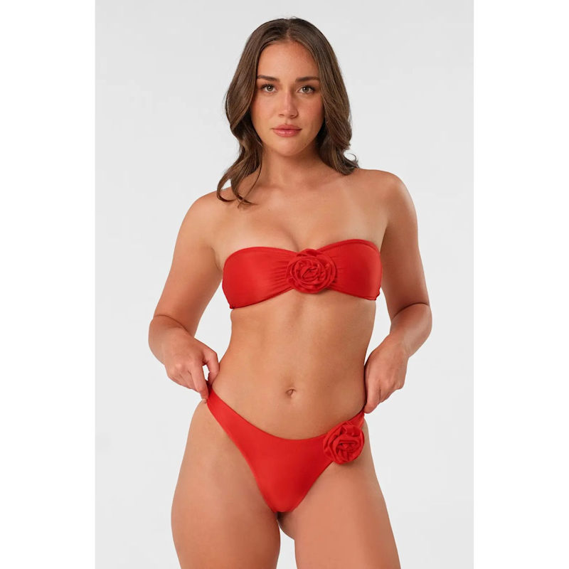 Thumbnail of Nadia Scrunched Bandeau Top / Red Hot Gloss image