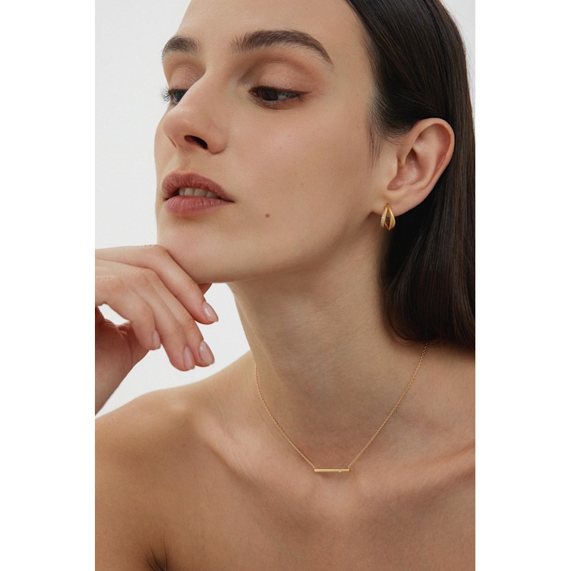 Thumbnail of Nadine Pavé Twisted Stud Earrings In Gold image