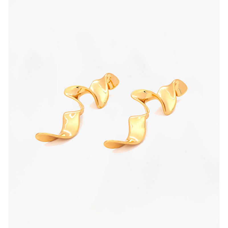 Thumbnail of Nami Gold Long Wave Earrings image