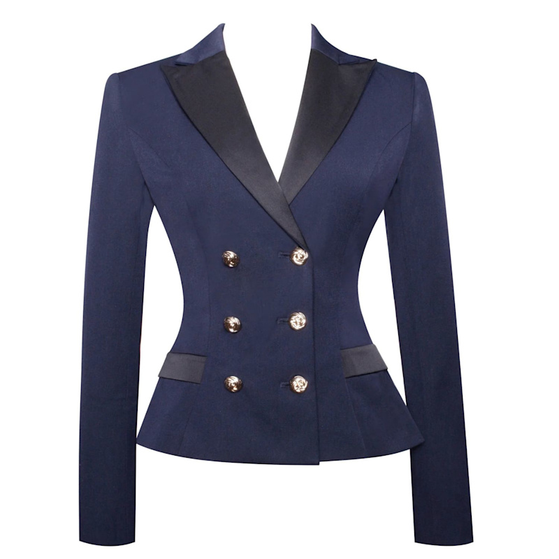 Thumbnail of Nasia Navy Blue Double Breast Backless Blazer image