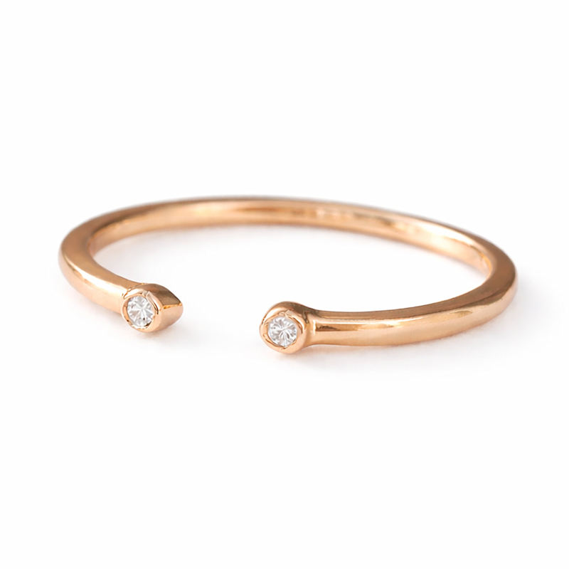 Thumbnail of Natural Diamond Open Cuff Rose Gold Ring image