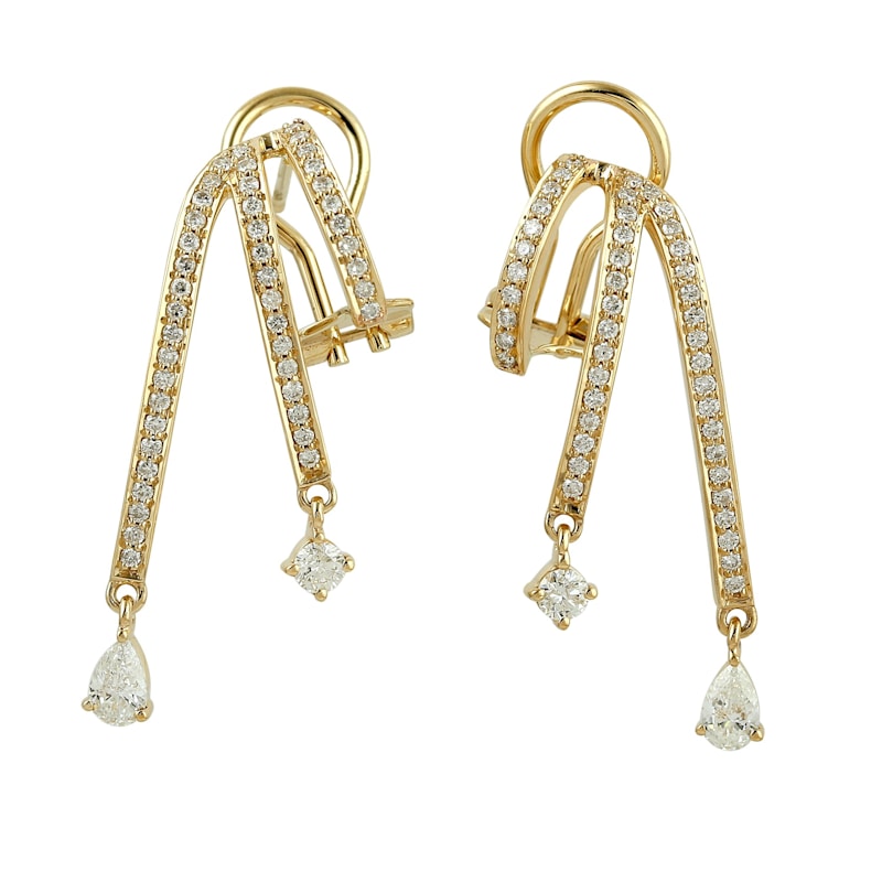 Thumbnail of 18K Yellow Gold Diamond Drop Earrings image