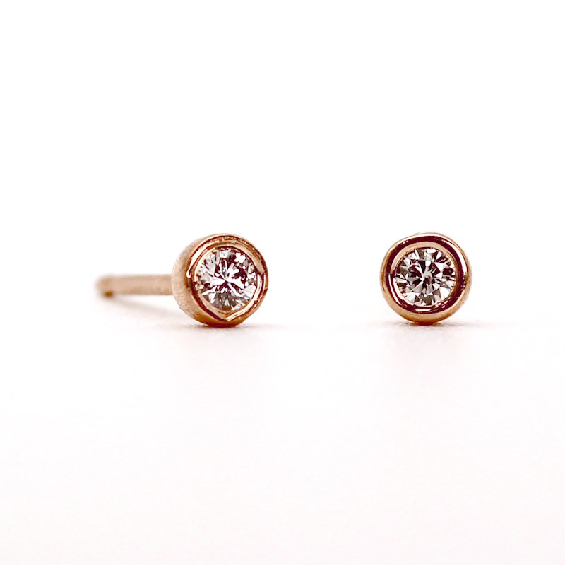 Thumbnail of Natural Diamond Stud Rose Gold Earrings image