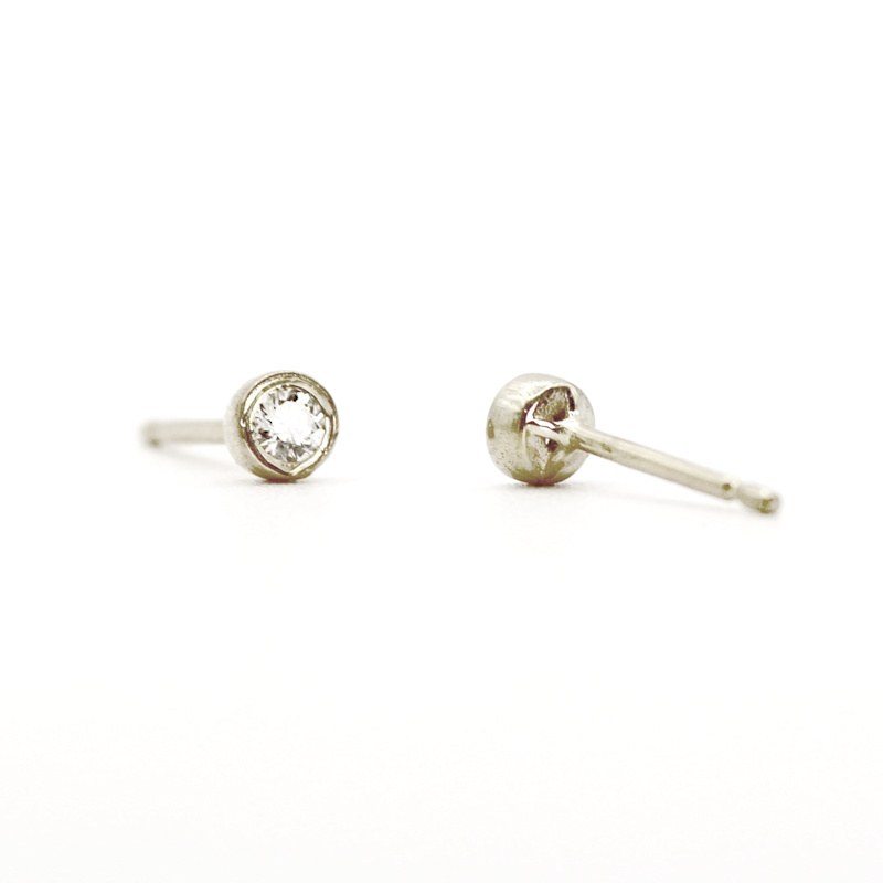 Thumbnail of Natural Diamond Stud White Gold Earrings image