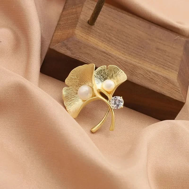 Thumbnail of Natural Freshwater Pearl Ginkgo Leaf Brooch image