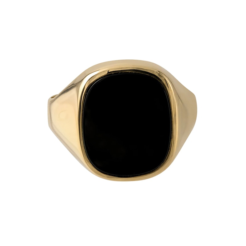 Thumbnail of Natural Onyx Yellow Solid Gold Ring For Men image