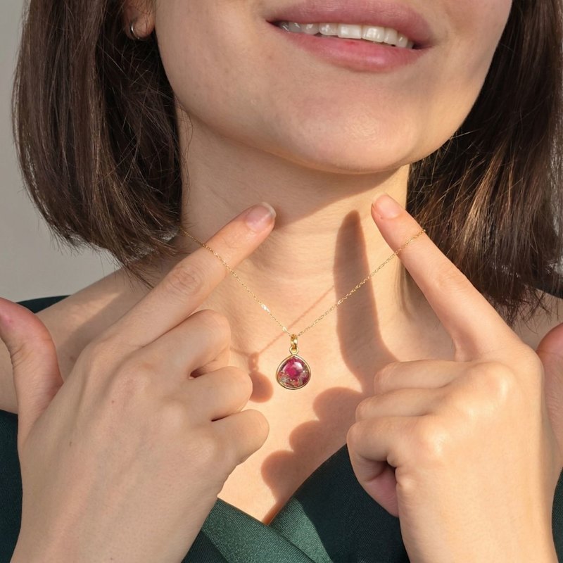 Thumbnail of Natural Red Garnet January Birthstone Sterling Silver Necklace image