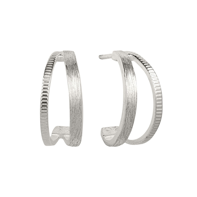 Thumbnail of Nature Gratitude Silver Hoop Earrings image
