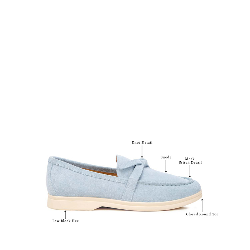 Thumbnail of Nautica Genuine Suede Knot Detailed Loafers In Baby Blue By Rag & Co image