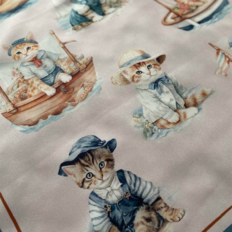 Thumbnail of Nautical Cats Silk Scarf image