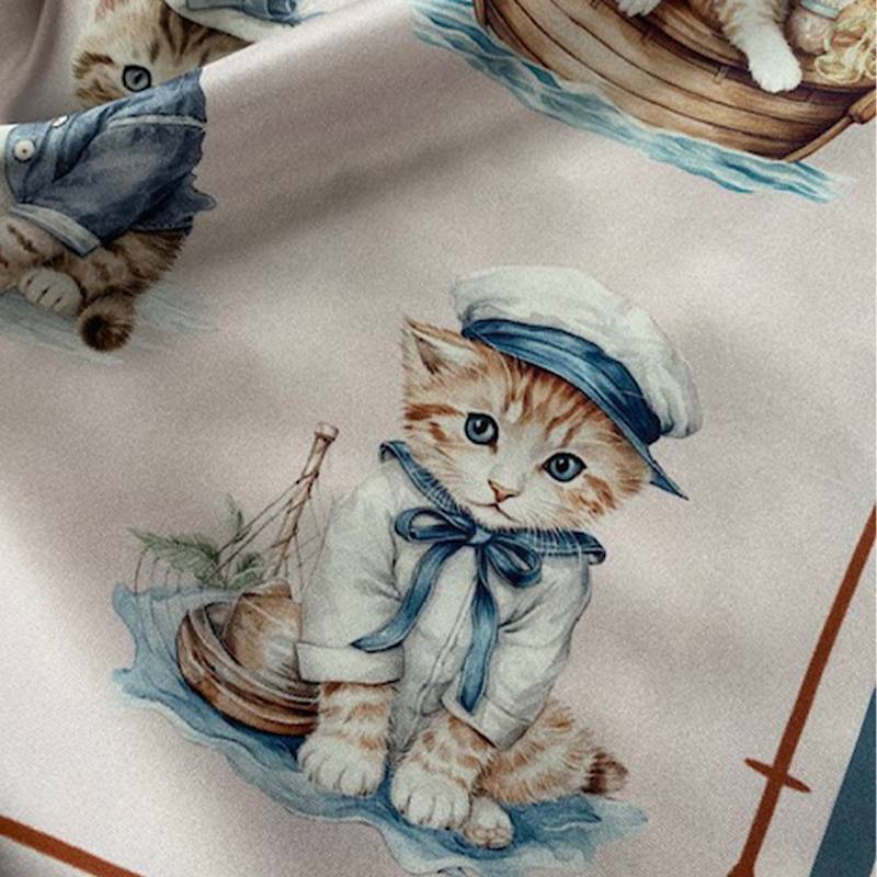 Thumbnail of Nautical Cats Silk Scarf image