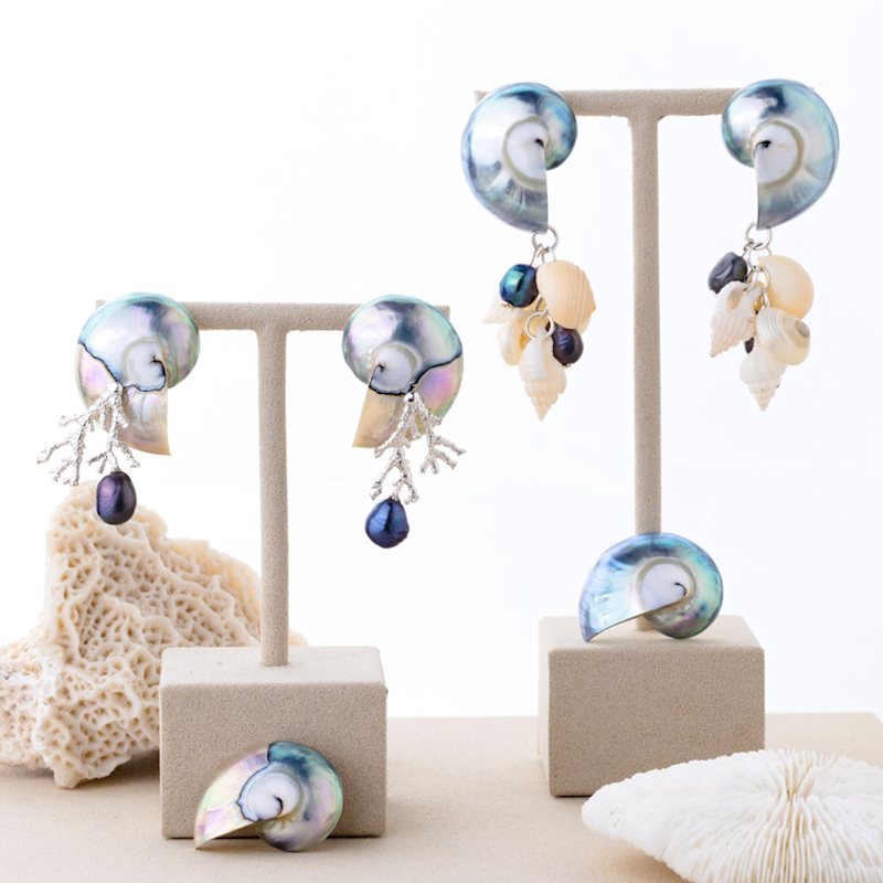 Thumbnail of Nautilus Shell Earrings Sterling Silver Statement Earrings image