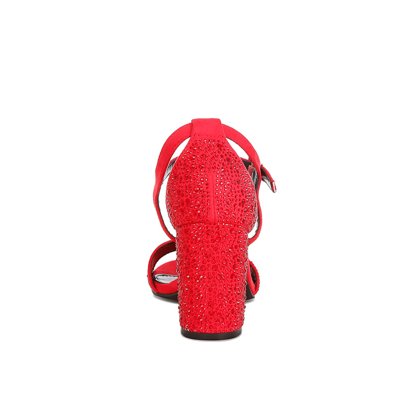 Thumbnail of Navoli Rhinestones Embellished Sandals In Red By Rag & Co image
