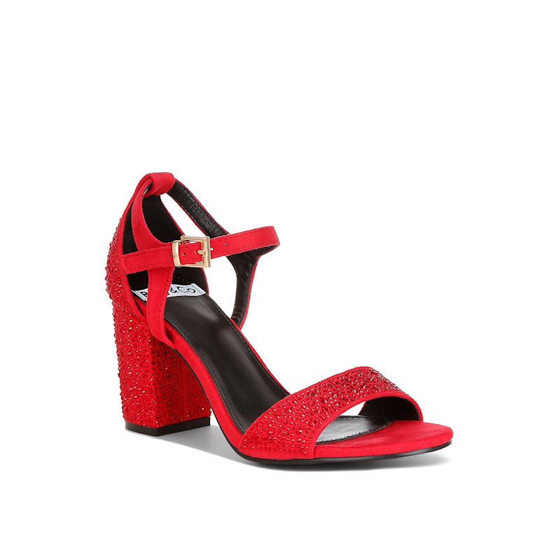 Thumbnail of Navoli Rhinestones Embellished Sandals In Red By Rag & Co image