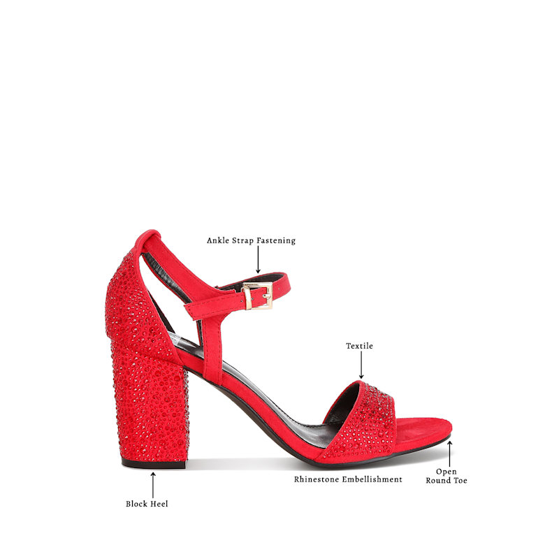 Thumbnail of Navoli Rhinestones Embellished Sandals In Red By Rag & Co image