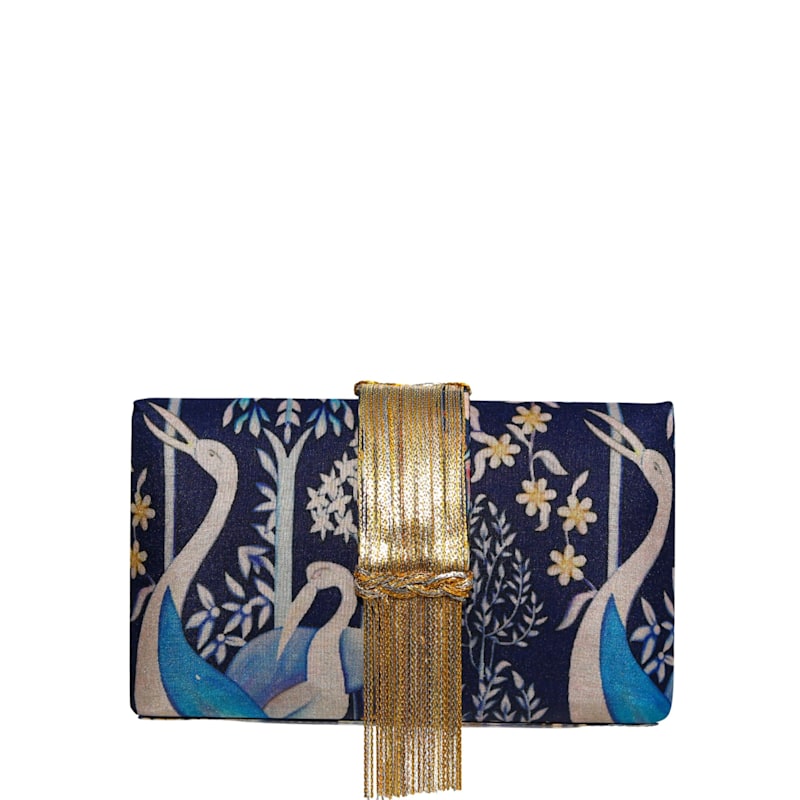 Thumbnail of Navy Bird Fringe Clutch image