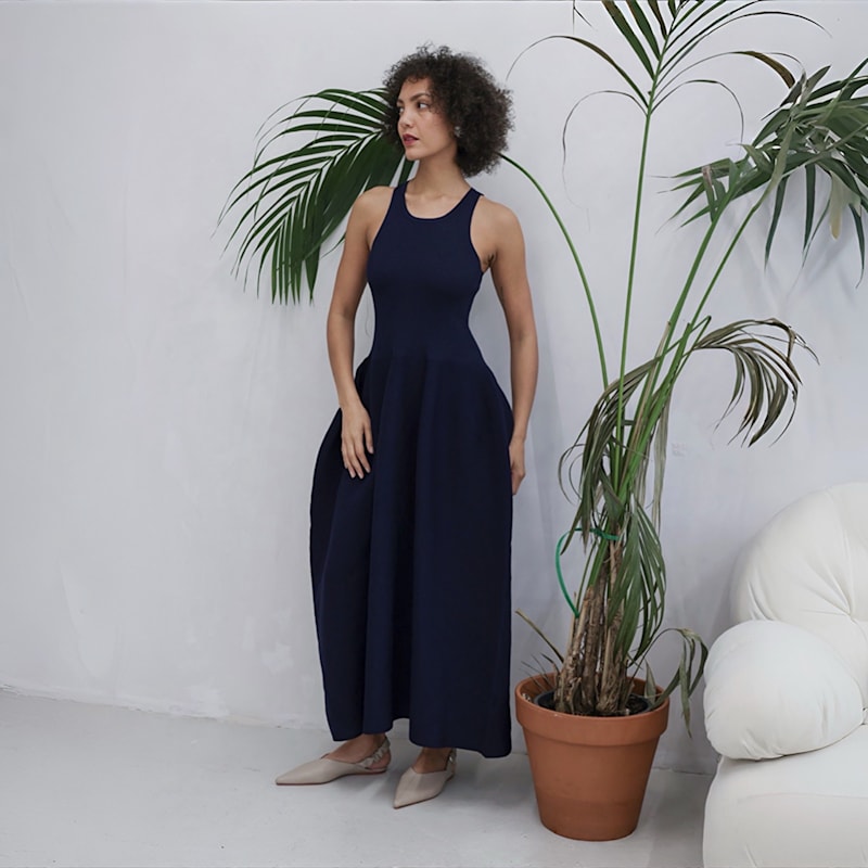 Thumbnail of Navy Knitted Maxi Dress image