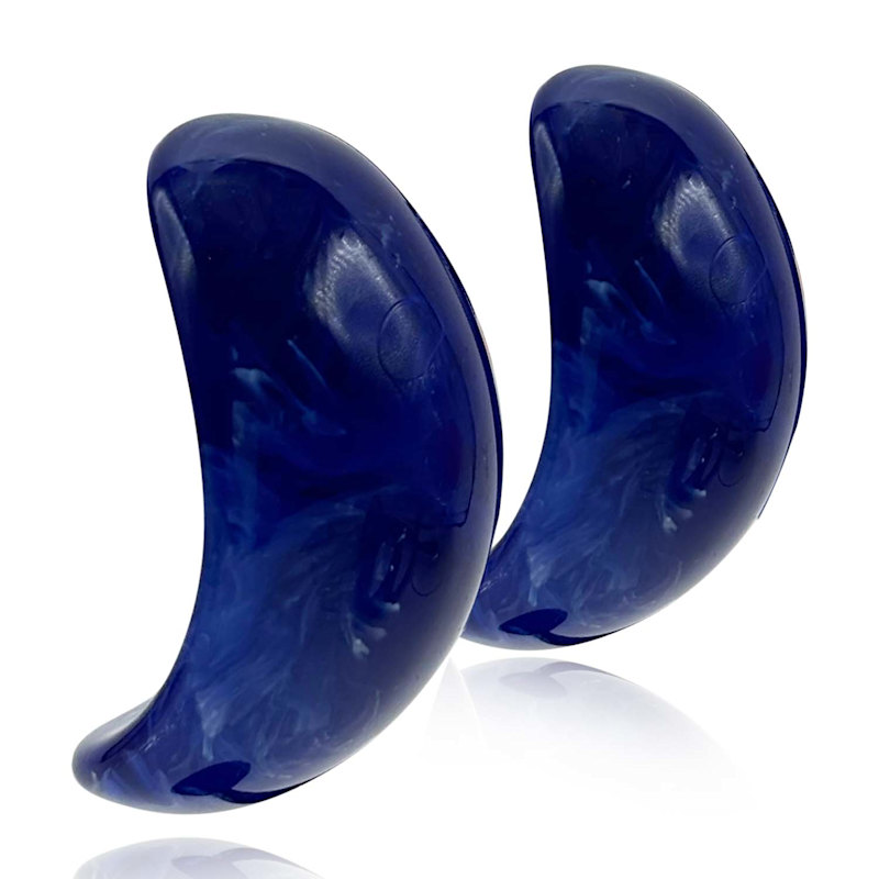 Thumbnail of Merrie Navy Marbled Resin Semi Hoop Clip On Earrings image