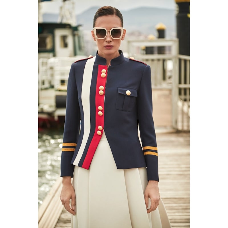 Navy Military Jacket With Epaulets And Gold Buttons | The Extreme