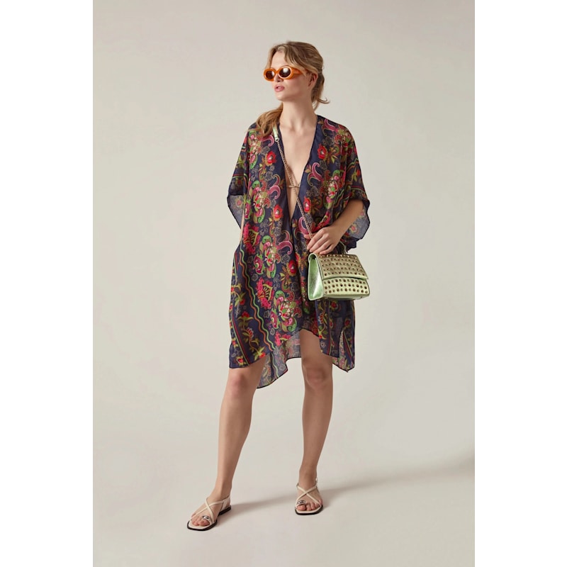 Thumbnail of Navy Paisley Floral Kaftan image