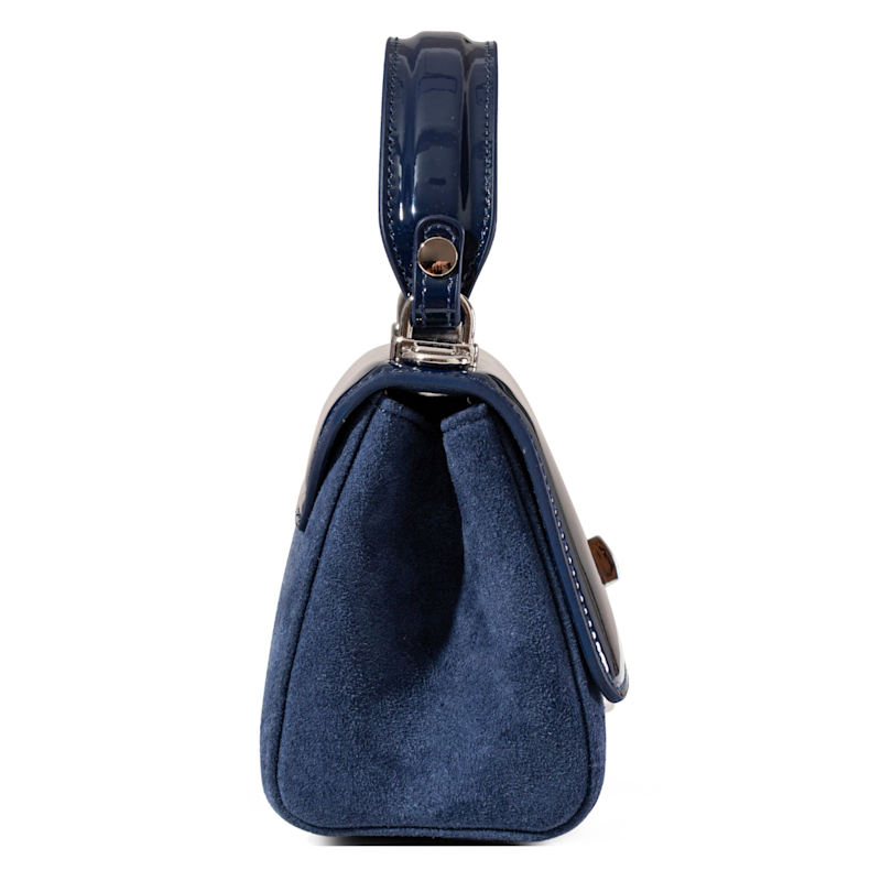 Thumbnail of Navy Patent Leather & Suede Lili Top Handle Bag image