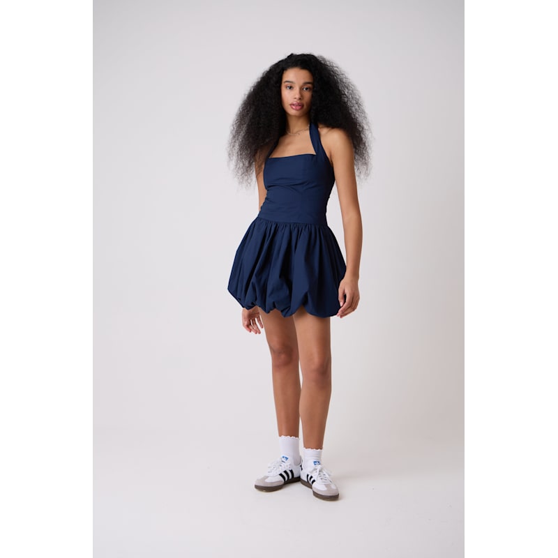 Thumbnail of Navy Pure Cotton Halterneck Mini Puffball Dress image