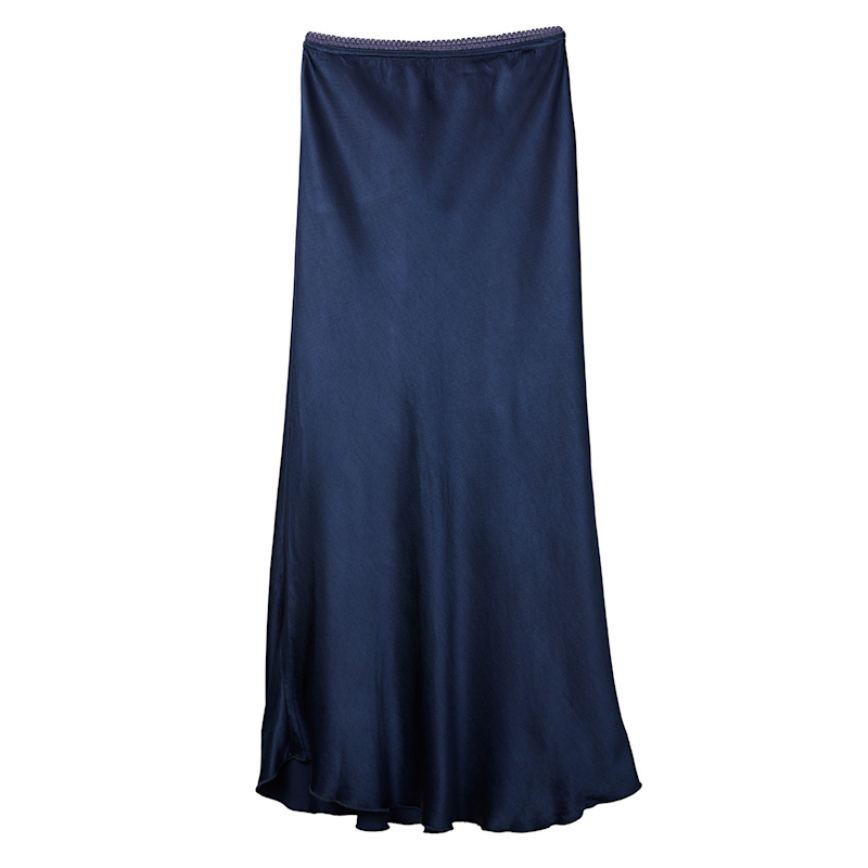 Thumbnail of Navy Bias Cut Satin Skirt image