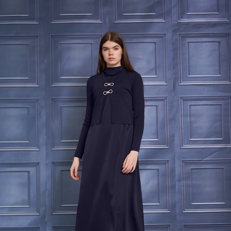 satin dress with turtleneck underneath Styling A Slip Dress
