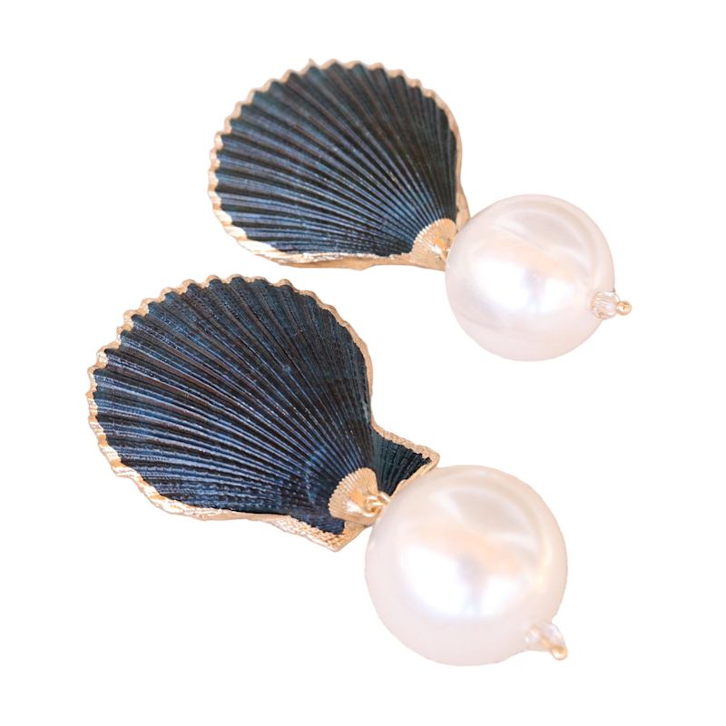 Thumbnail of Navy Shell Pearl Earrings image