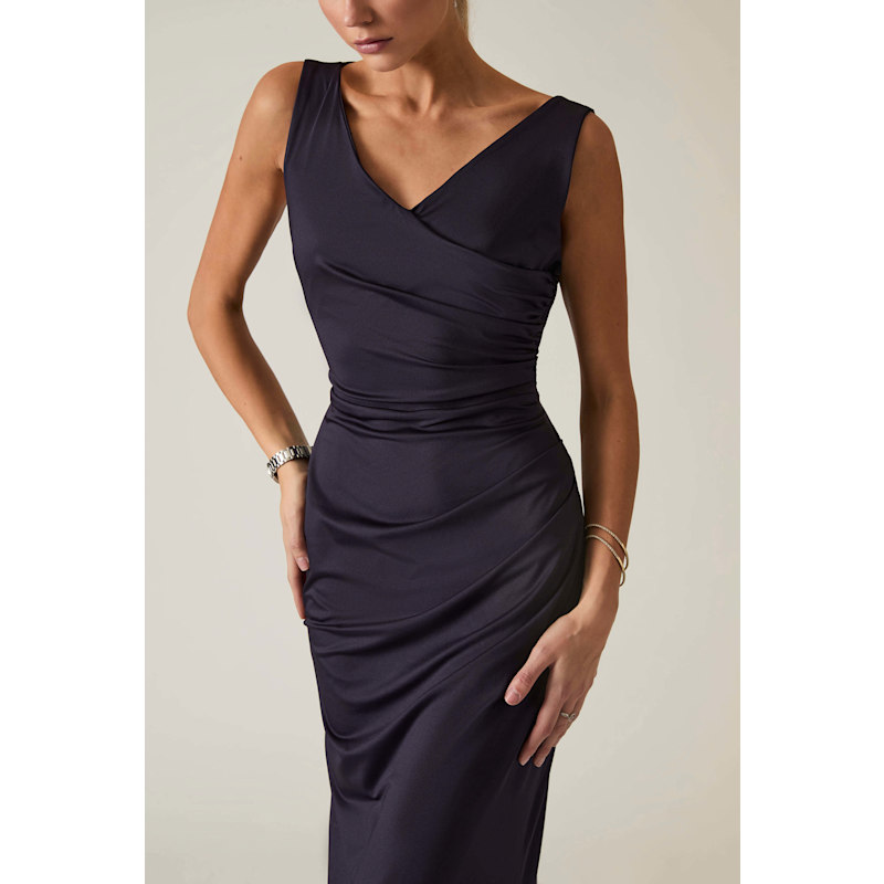 Thumbnail of Navy Sleeveless Gathered Maxi Dress image