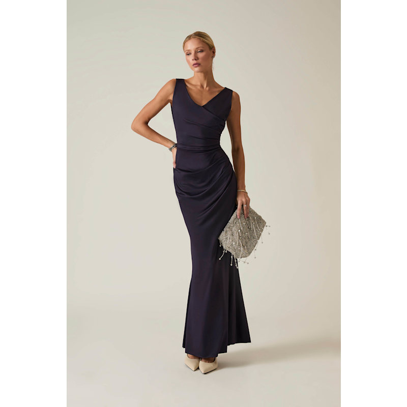 Thumbnail of Navy Sleeveless Gathered Maxi Dress image