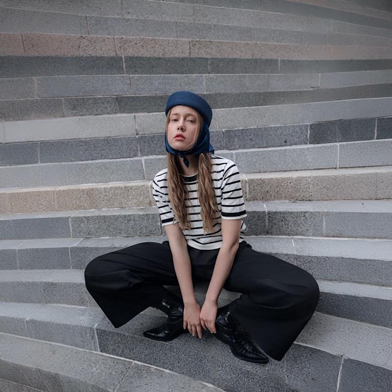 Thumbnail of Navy Straw Pillbox Hat image
