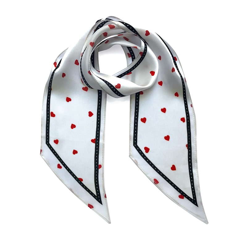 Thumbnail of Tiny Hearts Silk Neck Scarf White & Red image
