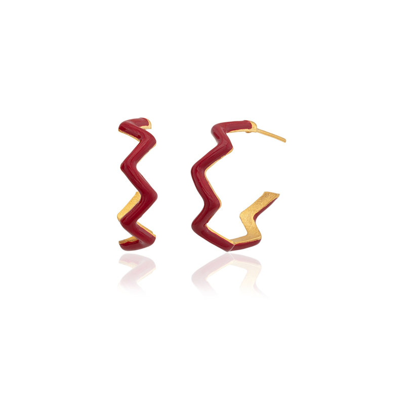 Thumbnail of Red Zig Zag Hoop Earrings image