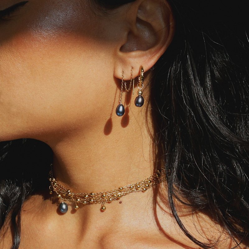 Necklace - Renaissance Drop Peacock Pearl & Gold | Marquise Swim | Wolf ...