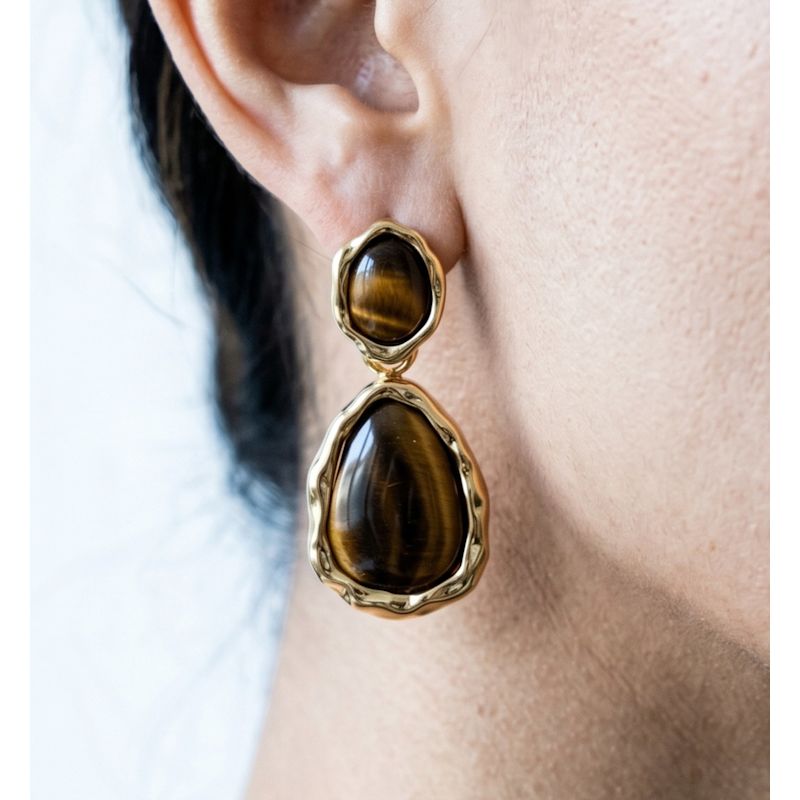Thumbnail of Nekomeishi Tigers Eye Oversized Earrings image