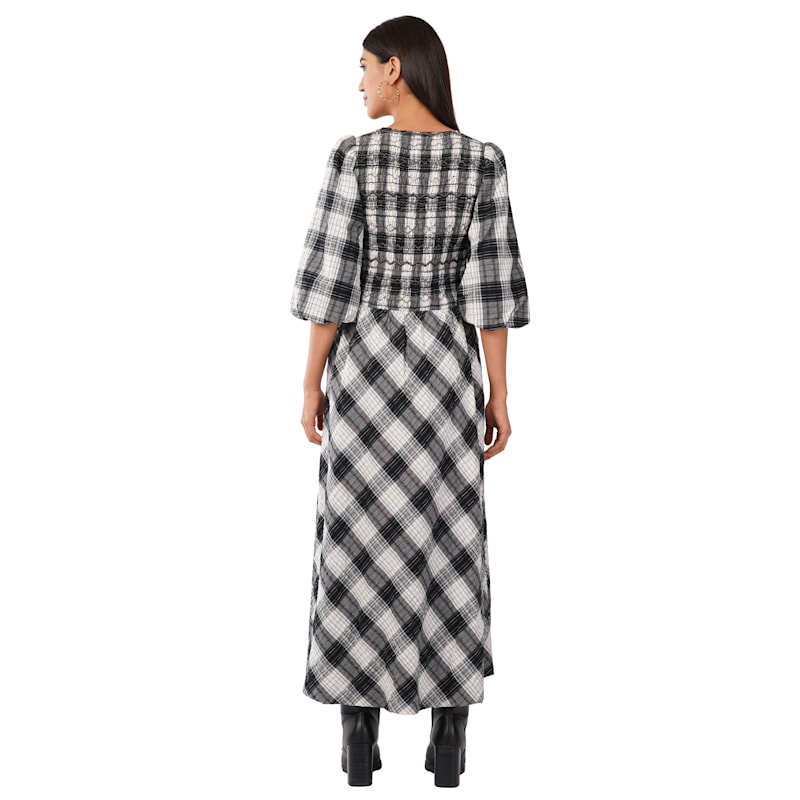 knee length dresses for ladies Gracie Poplin Nursing Midi Dress | Black & White Gingham main image 0