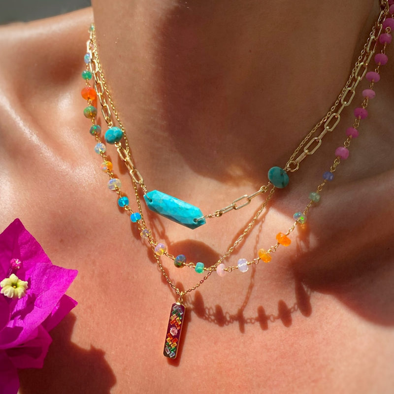 Thumbnail of Neon Rainbow Opal Necklace image