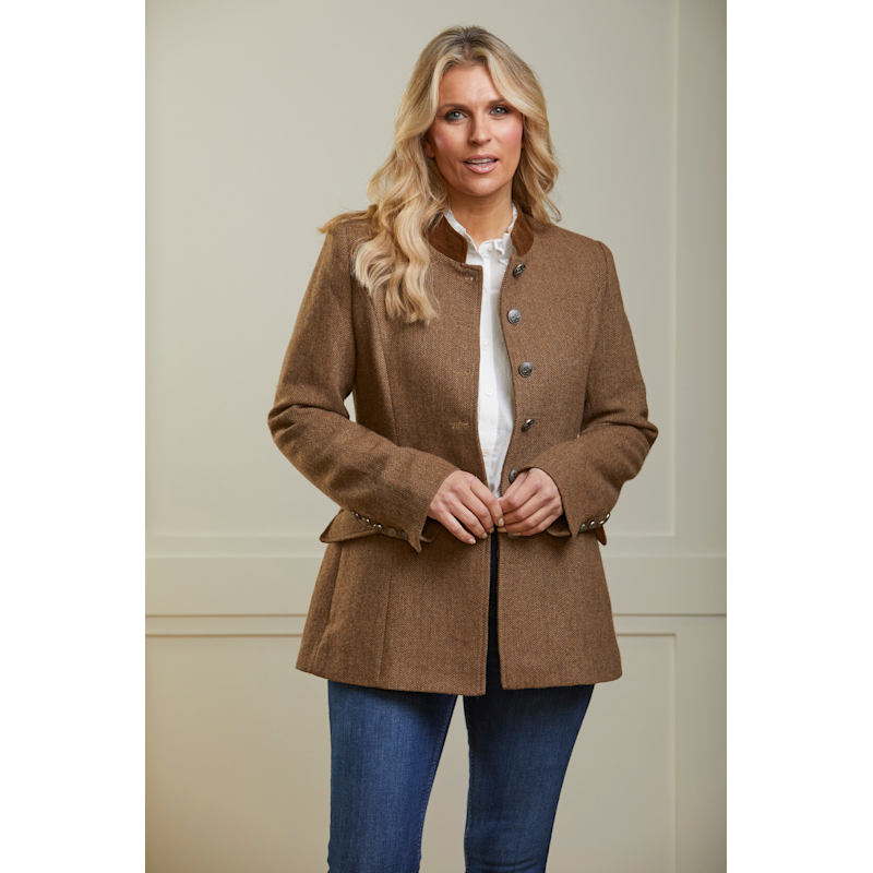 Brown Tweed Blazer - Wool With Velvet Trims | Guinea | Wolf