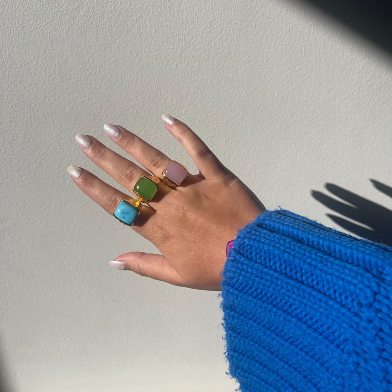 Thumbnail of 'Happy' Prehnite Green Gemstone Gold Ring image