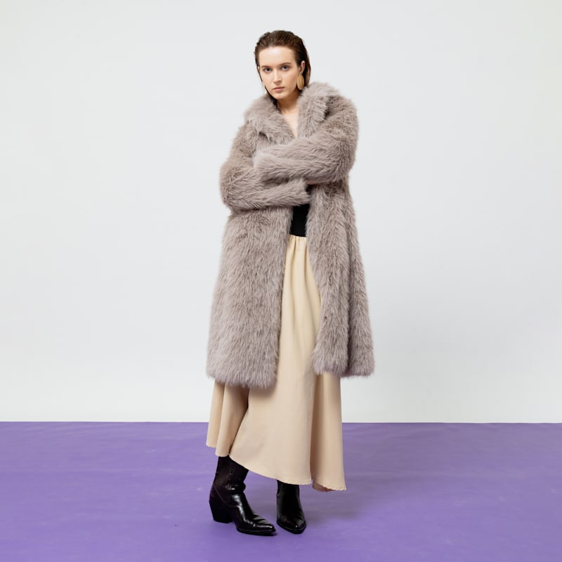 Thumbnail of Nicoline Grey Faux Fur Coat Outerwear image