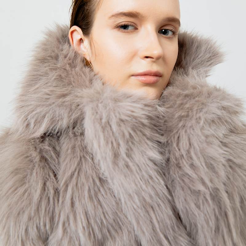 Thumbnail of Nicoline Grey Faux Fur Coat Outerwear image