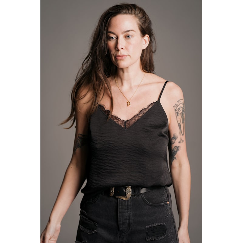 Thumbnail of Nightbird Lace Trim Black Cami Top image
